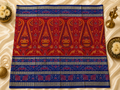 Classic Red & Royal Blue Triple-Border Sambalpuri Cotton Saree