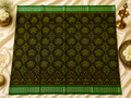 Deep Forest & Vibrant Parrot Green Sambalpuri Cotton Saree